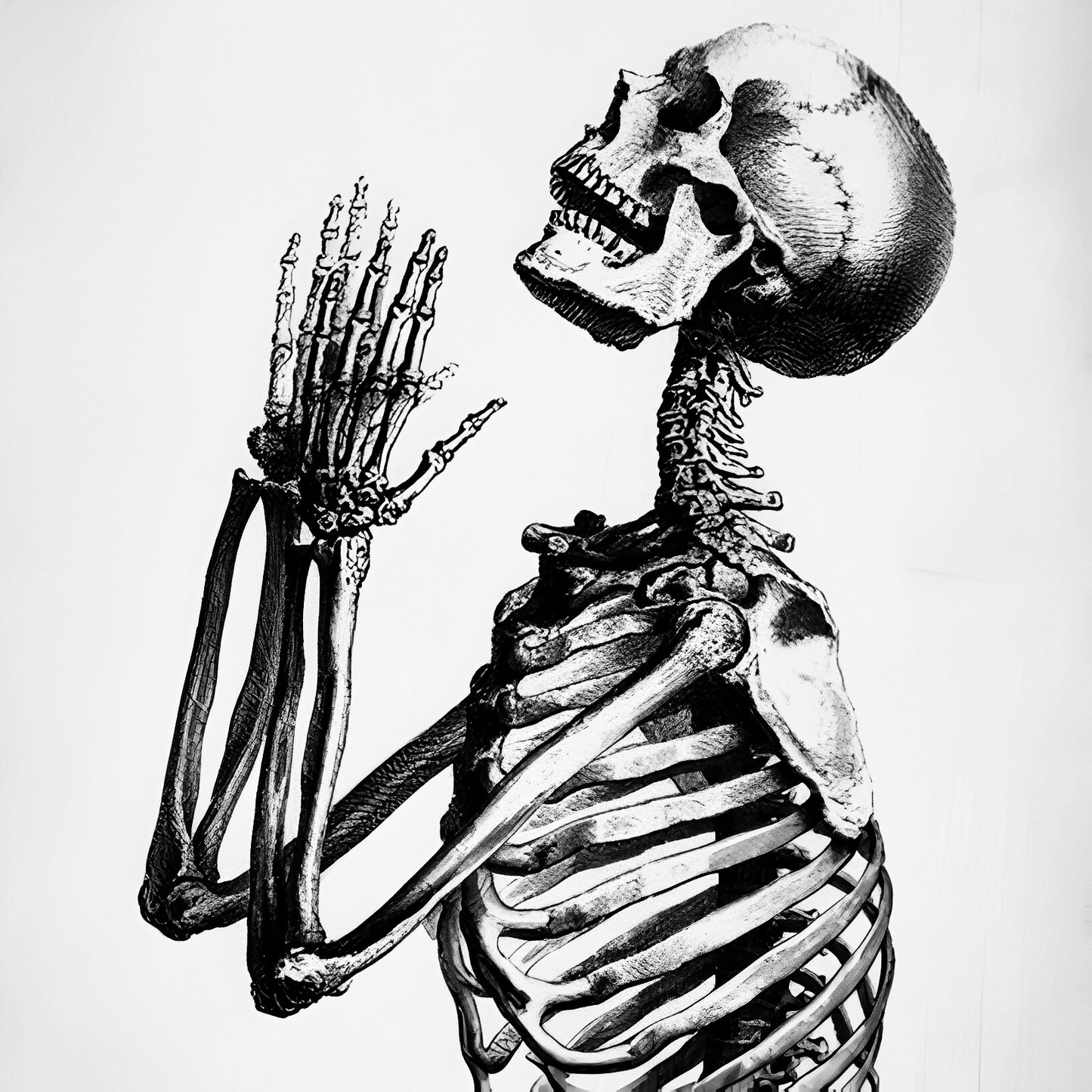 Praying Skeleton - Glow In The Dark Sticker