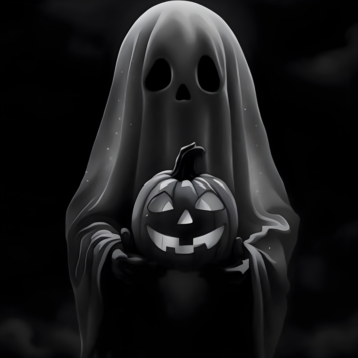 Ghost Holding Jack-O-Lantern