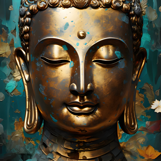 Golden Buddha Head Art